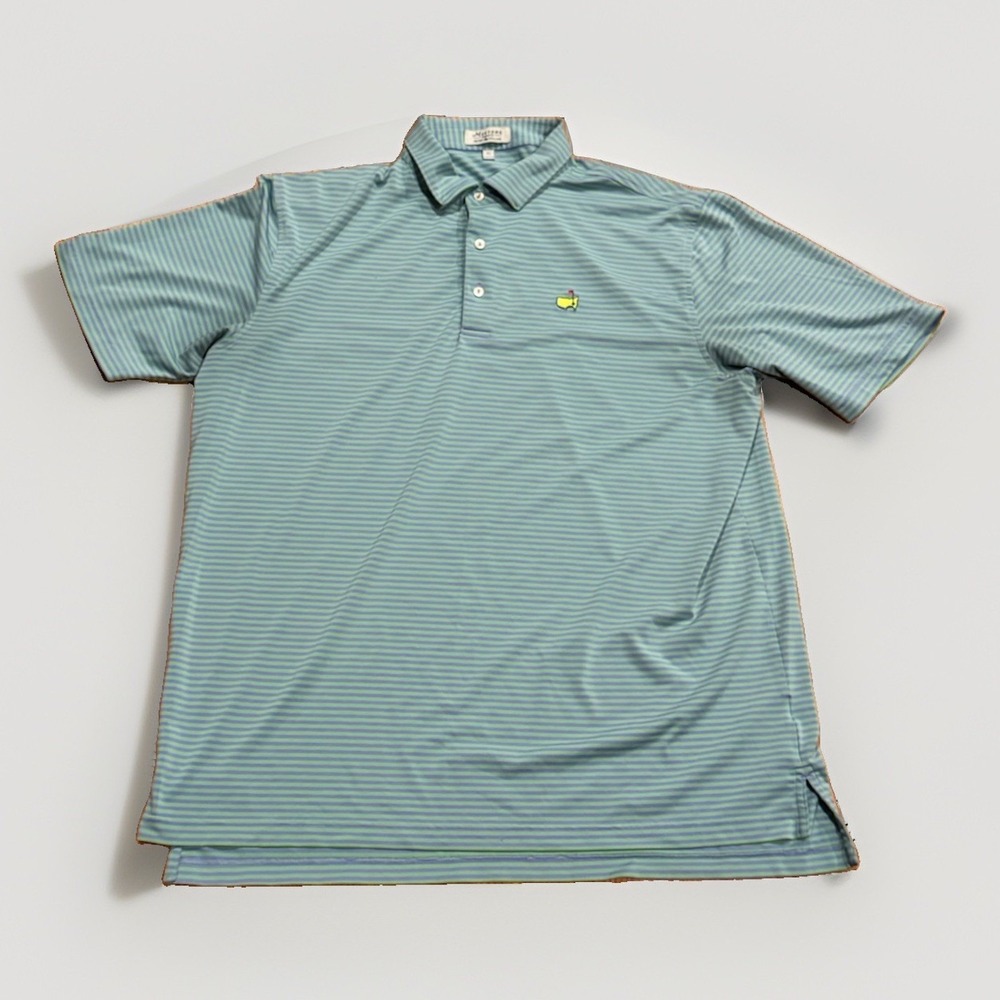 Masters Peter Millar Polo Shirt Mens XL Purple Green Stripe Golf Augusta ANGC
